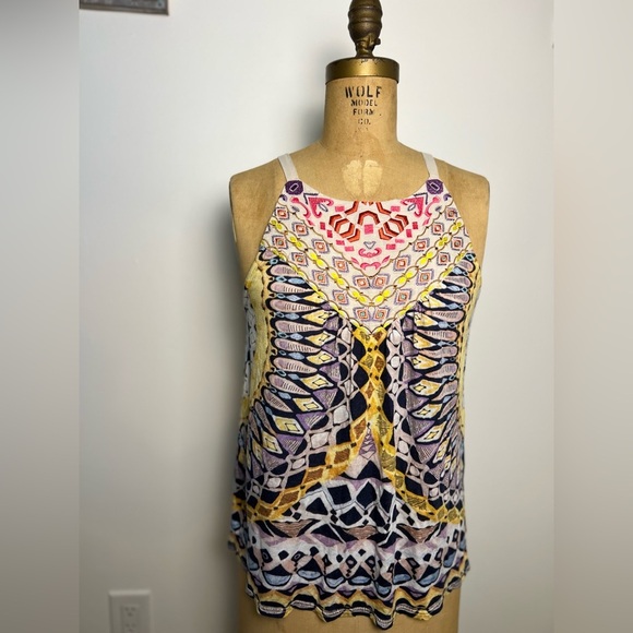 Anthropologie tank top with embroidery on top and fun print on the rest. Size sm - Picture 1 of 7